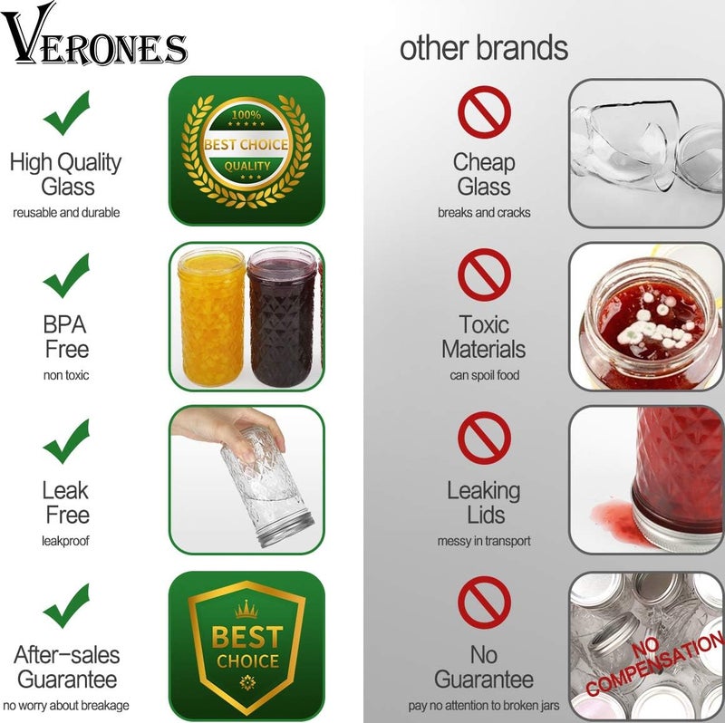 VERONES Mason Jars 12 OZ, Canning Jars Jelly Jars With Regular Lids, Ideal for Jam, Honey, Wedding Favors, Shower Favors,15 PACK - Image 5